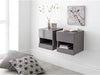 Pair of Wall Mounted Floating Bedside Tables with LED Lights & Storage Cupboard