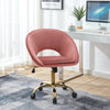 Oval Velvet Office Chair Home Study Armchair Adjustable Seat Breathable Backrest