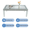 Rectangular Silver Mirrored Coffee Table gular Mirrored w/Crystal Diamonds Inlay
