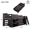 Cabin Bed Mid Sleeper 3ft Single Kids Wooden Bed Frame with Drawer Shelf Storage