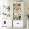 Tall Kitchen Storage Cabinet Pantry 2 Drawer Shelves Country Style White Unit