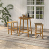 Set of 2 Bar Stools Bar Chairs Acacia Wood Frame PE Wicker Saddle-Seat