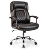 227kg Leather Office Chair Adjustable Big & Tall Executive Chair-Coffee