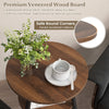 Round End Table Set of 2 Bedside Table Living Room Accent Table-Walnut