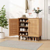 Entryway Freestanding Storage Cabinet 4-Tier Shoe Rackw/Shelves-Teak