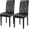 Set of 2 Dining Chairs Modern Dining Room Chairs Faux Leather Brown Chairs