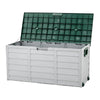 290L Wood Style Plastic Garden Storage Box Outdoor Deck Waterproof Chest Storage