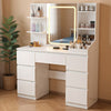 Large LED Dressing Table Vanity Makeup Desk With 7 Drawer & Shelves，White