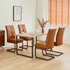 2PCs Dining Chairs PU Metal Legs Leisure Reception Chair Restaurant Brown