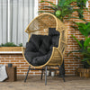 Rattan Leisure Chair w/ Cushion, Garden Egg Chair with Headrest, Sand