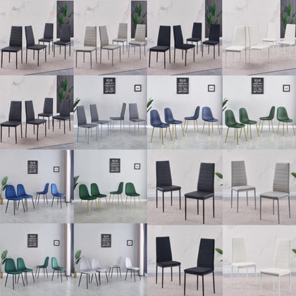 2/4/6pcs Faux Leather Velvet Fabric Dining Chairs Metal Chromed Legs Dining Room