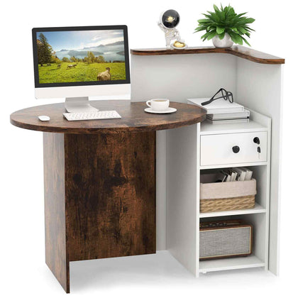 120 x 70 x 100CM Computer Workstation Counter Desk w/ Adjustable Shelf-Coffee