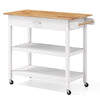 Kitchen Island Dining Room Serving Trolley with 2 Open Shelves-White
