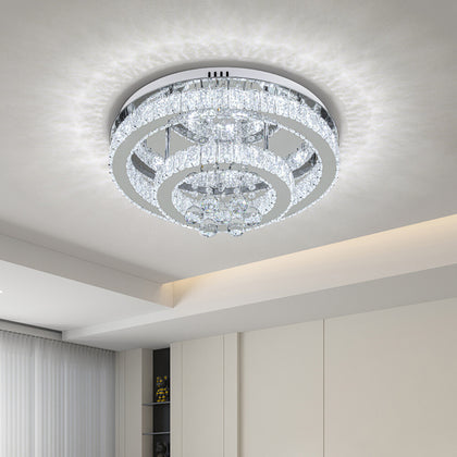 2 Tier Round LED Crystal Ceiling Light Luxury Chandelier for Living Room Bedroom