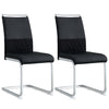 Dining Chairs Set of 2 Faux Leather with Stylish Chrome Cantilever Metal Frame