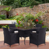 Rattan Tempered Glass Garden Tea Table Outdoor Patio Bistro W/ Umbrella Hole