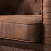 Luxury Distressed Tan Leather Reception Armchair Button Back Padded Seat Chair