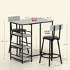 3 Piece Breakfast Bar Table Set with Storage Shelves, Light Grey
