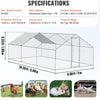 Walk In Chicken Run Galvanized Chicken Coop Hen House w/ Galvanized Frame & Lock