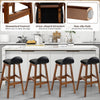 2Pcs Upholstered PU Leather Bar Stools Mid-Century Farmhouse Stools w/Footrest