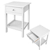 White Bedside Table Wooden Nightstand Cabinet Storage Unit with Shelf & Drawer