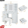 Modern Vanity Makeup Desk Dressing Table Set with LED Lights HD Mirror 6 Shelves