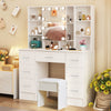 Vanity Makeup Table Set with 10LED Lights Mirror 7 Drawers Dressing Desk & Stool