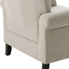 High Button Wing Back Beige Velvet Tub Chair Lounge Fireside Occasional Armchair