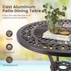 61CM Round Cast Aluminum Table Patio Dining Bistro Table with 5 cm Umbrella Hole