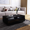 Black Gloss Coffee Table with 4 Drawers & LED Lights Modern 85x55x35cm