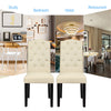 2Pcs Modern Dining Chairs Ergonomic Padded Fabric Chairs w/Adjustable Feet Beige