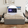 4ft6 Ottoman Storage Bed Frame With USB Port & Led Light & Bluetooth Speaker Atu