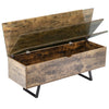 Flip Top Side Table With Storage Narrow Rustic Brown Wooden Chest Trunk Cabinet