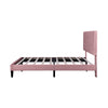 Double Bed Frame, Upholstered Platform Bed with Channel Tufted Headboard, Pink