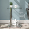 Tempered Glass Round Glass Side Table Coffee Table 2 Tier Nightstand Beside Sofa