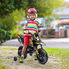 12V Aprilia Licensed Kids Motorbike with Training Wheels, Yellow