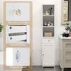164cm Tall Freestanding Bathroom Storage Cabinet w/ 3 Open Shelves White