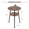 Round End Table Set of 2 Bedside Table Living Room Accent Table-Walnut