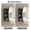 Oval Bathroom Mirror Cabinet w/ Shelf Wall Mounted For Bathroom White Storage