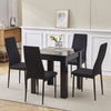 Small Space Dining Set 5Pcs Square Dining Table+ 4 Dining Chair Set Black Wooden