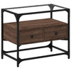TV Cabinet with Glass Brown Oak 60x35x51 Engineered Wood P5G5
