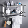 Stainless Steel Double Chrome Towel Rail Holder Wall Mounted Bathroom Rack Shelf