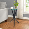 Versatile Clear Sofa Side Glass Coffee Bedside Table Black X Metal Legs Hall NEW