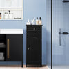 Bathroom Storage Cabinet Floor Standing Wooden Cupboard w/ Single Door & Drawer