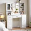 Modern Dressing Table Set with LED Mirror and 7 Drawers Wood Makeup Desk White