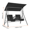 Uimoso 2-Seat Patio Swing Chair Outdoor Patio Swing with Adjustable Canopy Black