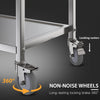 3 Shelves Stainless Steel Service Trolley Kitchen Trolley Food Trolley w/Brake