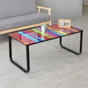 Rainbow Tempered Glass Rectangle Coffee Table Side End Table Metal Base Leg