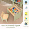 Kids Table and Chair Set w/ Storage and Paper Roll Holder-Green