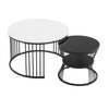 Round Coffee Tables Set of 2 End Table Nesting Tables Marble Pattern Living Room